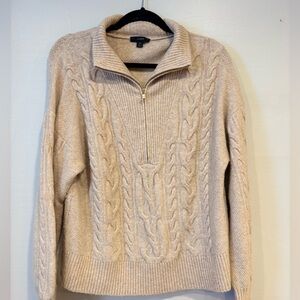 J.Crew Women's Cable-Knit Half-Zip Sweater Wool Alpaca Size Medium
